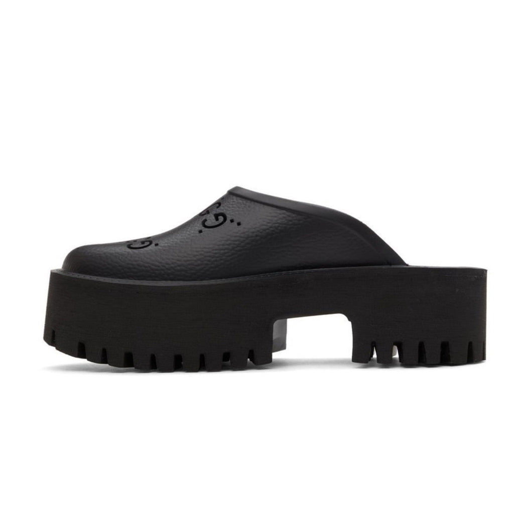 Gucci Platform Perforated G Sandal 'Black'