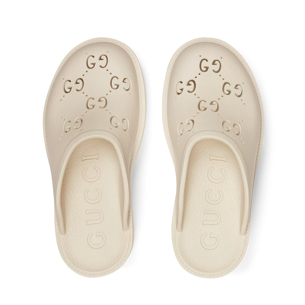 Gucci Platform Perforated G Sandal 'White Rubber'