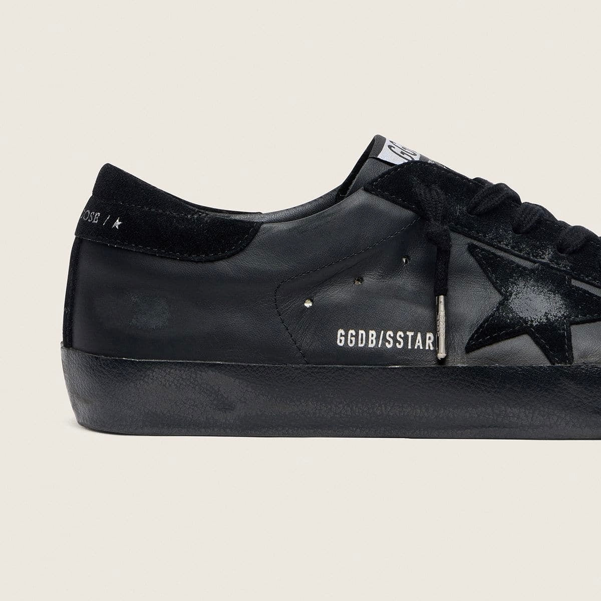 Golden Goose Super-Star in black nappa with black suede star and heel tab(Unisex)