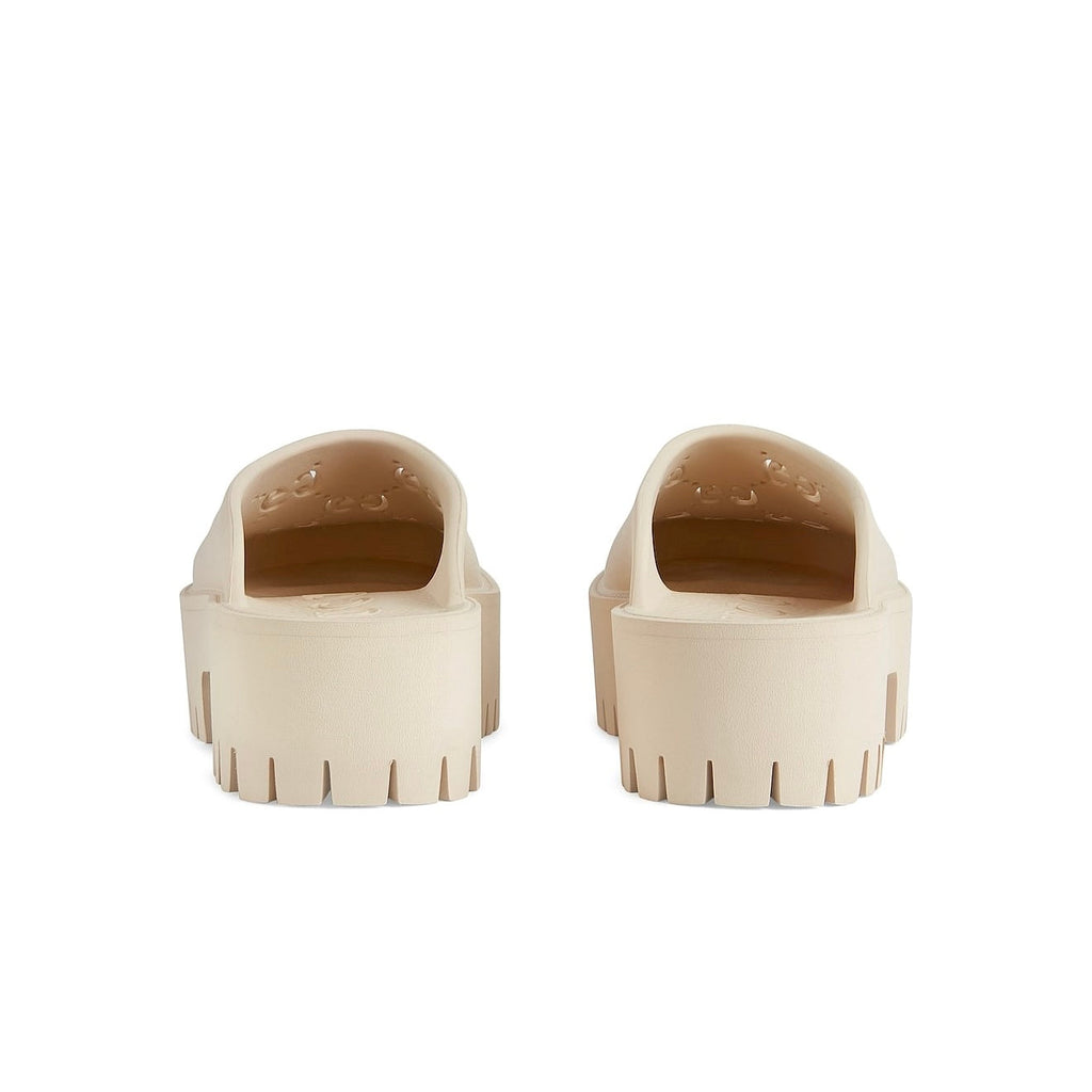 Gucci Platform Perforated G Sandal 'White Rubber'