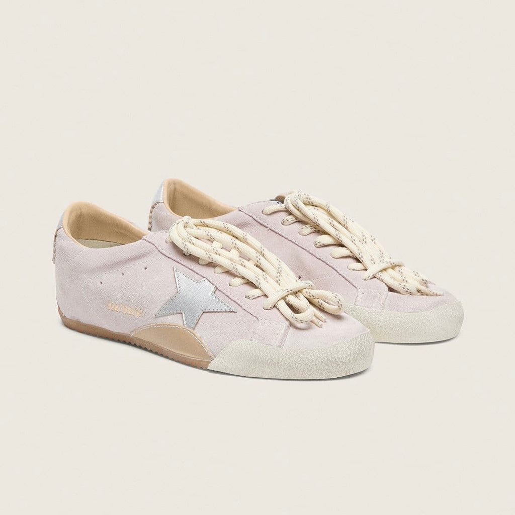 Golden Goos True-Star in pastel pink suede with silver star and heel tab(Women's)