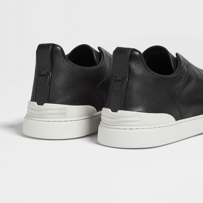 Zegna Triple Stitch leather sneakers BLACK SECONDSKIN TRIPLE STITCH